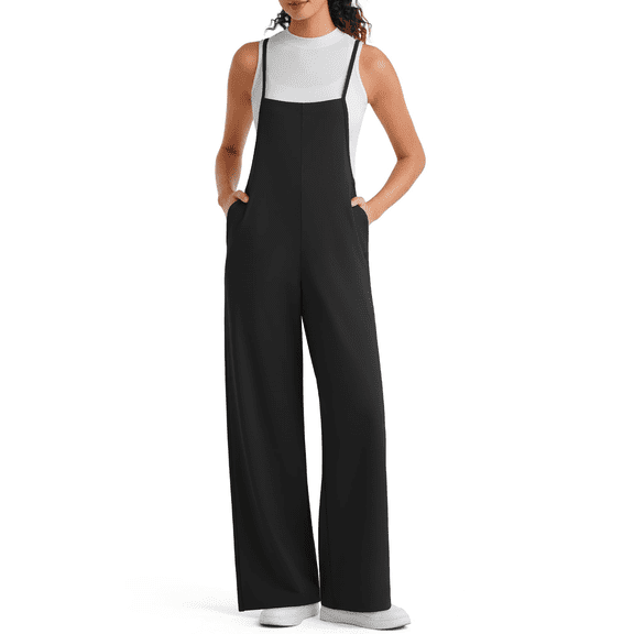 G4Free EverGoing Sleeveless Jumpsuit for Women Wide Leg Pants - Casual Overalls Adjustable Straps Rompers with Pockets