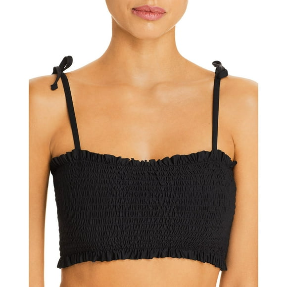 Aqua Swim Women’s Smocked Bandeau Bikini Top, Black, Small
