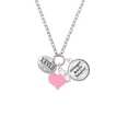 thumbnail image 2 of Delight Jewelry Silvertone Marathon with Clear Crystal Roman Numeral - Light Pink Heart Nurse Strong Zoe Necklace, 2 of 4