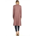 thumbnail image 4 of MOA COLLECTION Women's Solid Casual Loose Fit Long Sleeve Pocket Open Front Duster Cardigan, 4 of 5