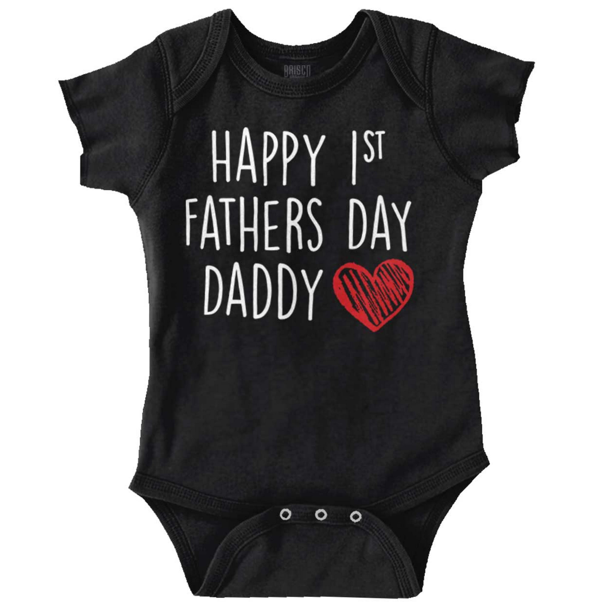 Happy First 1st Fathers Day Heart Romper Boys or Girls Infant Baby Brisco Brands 12M