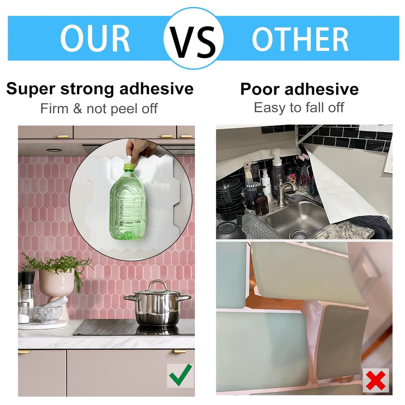 Peel And Stick Backsplash 3D Stick On Vinyl Sticker Thicker Upgrade Waterproof Mosaic Tiles 12 X 12 Inch (Set Of 10)