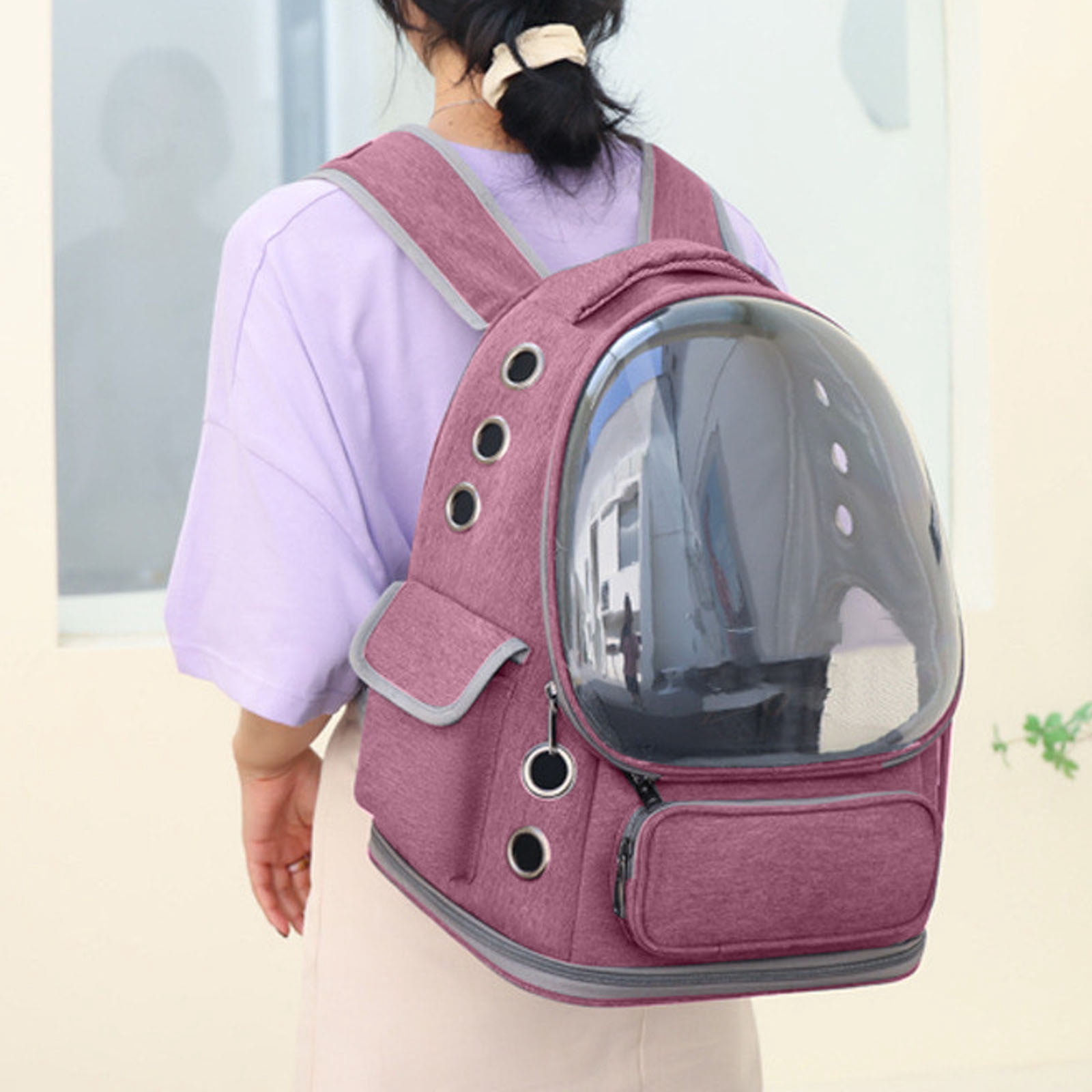 Large Transparent Cat Backpack For Outdoor Travel Hiking And Camping With Breathable Spacious Design For Small Up To 15lbs