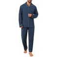thumbnail image 2 of INSPIRAR CHIC Conjunto de Pijamas Casuales de 2 Piezas de Manga Larga de Color Sólido para Hombre M Azul Oscuro, 2 of 5