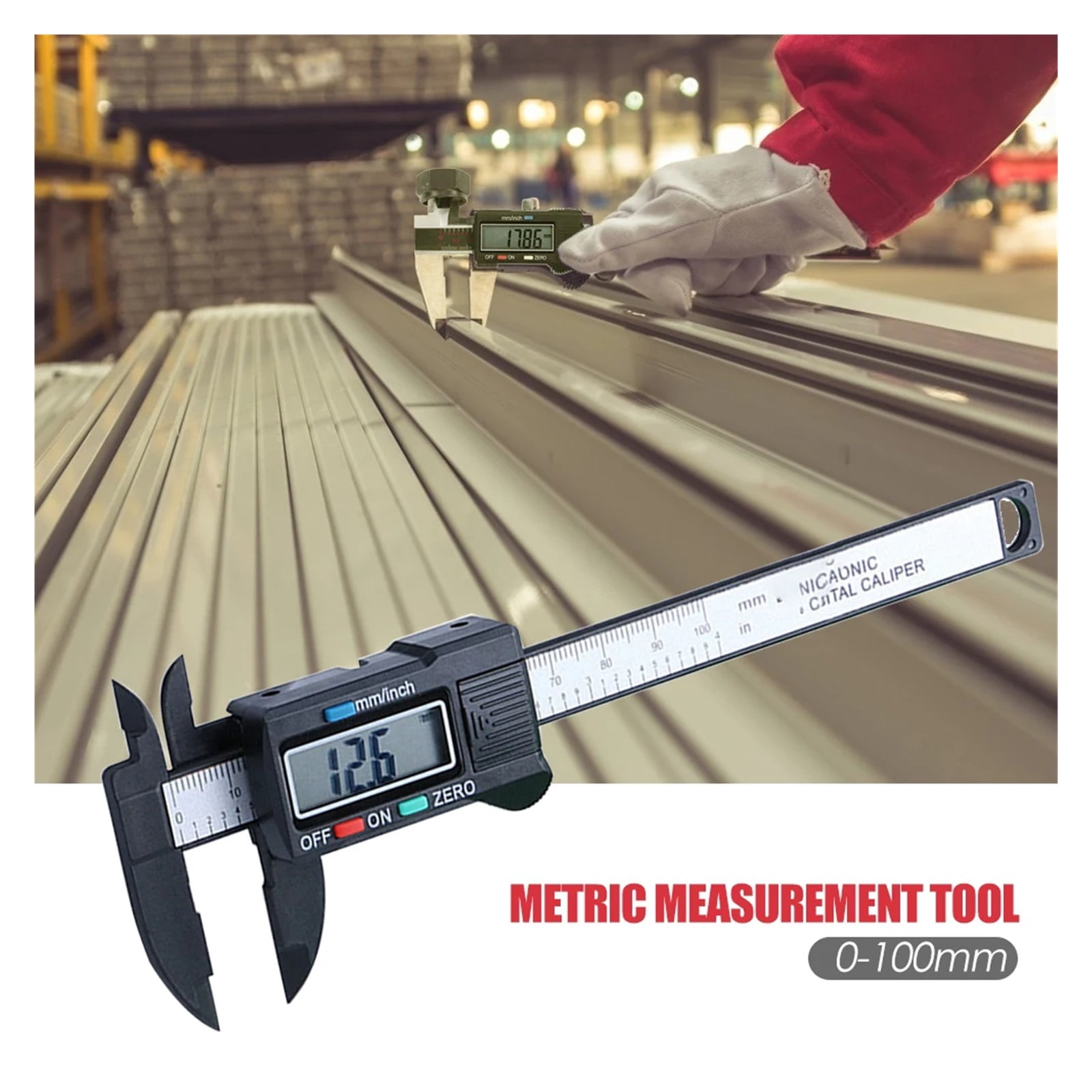 0-100mm Vernier Caliper Gauge Delicate Design Practical Multi-function LCD Digital Electronic Micrometer Measuring Tool ,Precision Measuring