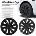 thumbnail image 2 of 4 Pcs Wheel Hub Cap 18in Wheel Hub Full Wrap Rim Cover Trim Protector Replacement for Tesla Model 3 2017 to 2023 Glossy Black, 2 of 14