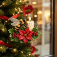 thumbnail image 4 of Christmas Bird Acrylic Ornament 3.9 Inch Poinsettia Candle Hanging Tree Decor Design D, 4 of 8
