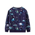 thumbnail image 4 of Toddler Sweatshirt Boys 4t Cartoon Dinosaur Long Sleeve Shirt Crew Neck Comfy Pullover Top Fall Clothes for Boys Navy,6-7Y, 4 of 4