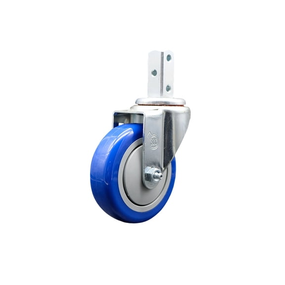 4 Inch Blue Polyurethane Wheel Swivel 3/4 Inch Square Stem Caster SCC