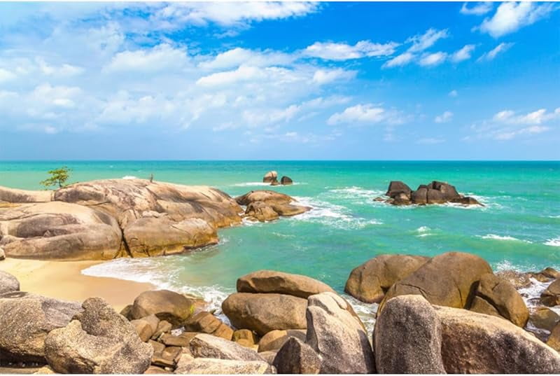 Tropical Seaside Beach Ocean Backdrop - 10x10ft Photography Background For Summer, Hawaii, Party Photos