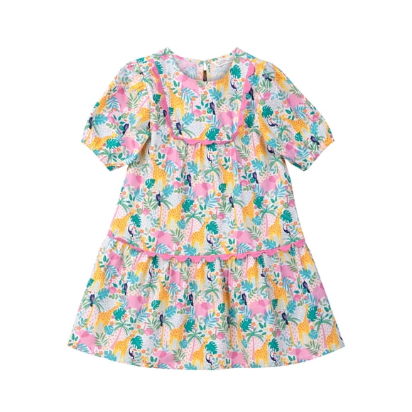 Vestido Beebay con estampado tropical y detalle de encaje, 4 años