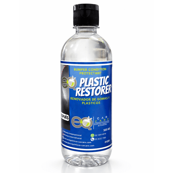 EQ Plastic Restorer Restaurador de Gomas y Plásticos Automotriz | Protector UV Repelente al Agua | Brillo Duradero para Interior y Exterior