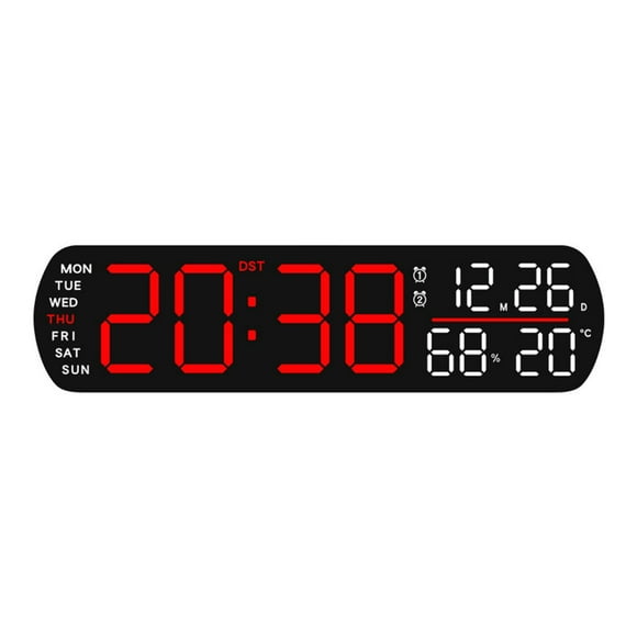 Reloj despertador digital. Reloj digital de fácil lectura. Pantalla LED multifuncional para escritorio. Rojo