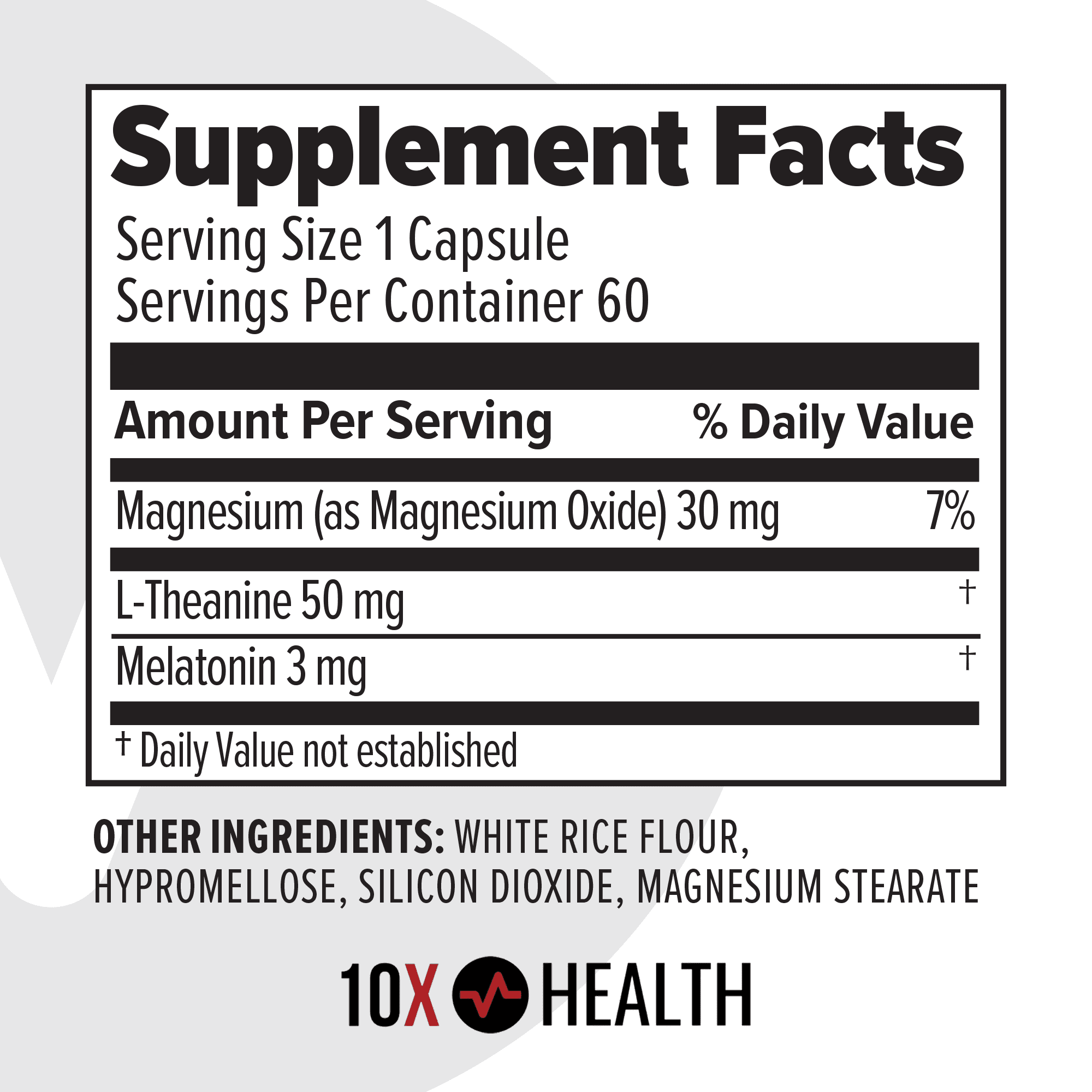 10X Health Sleep Aid with Melatonin, Magnesium, and L-Theanine for Sleep Support, 60 Capsules