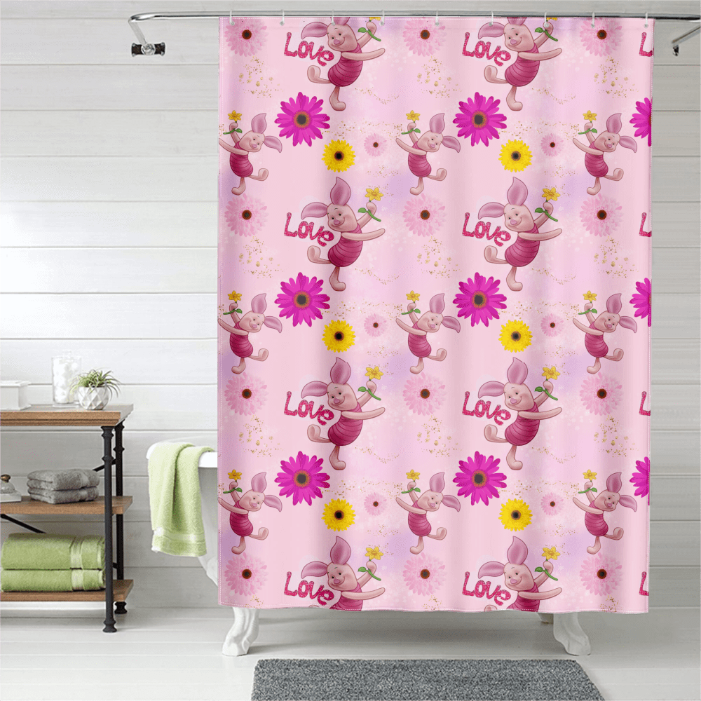 Winnie the Pooh Shower Curtain, Easy Care Christmas Shower Curtains