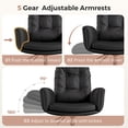 thumbnail image 5 of Hawsaiy Criss Cross Office Chair with Flip-Up Arms, Ergonomic Cross Legged Desk Chair, PU Leather Executive Computer Chair, 135° Reclining Plush Cushion, Pet-Friendly, Black, 5 of 11