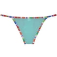 thumbnail image 2 of Botmois Men's Leopard Bordered Ice Silk Bikini G-String Underwear Sexy Lingerie Posing Jockstrap Hipster Thong Stretchy Soft Fabric Cyan XL, 2 of 3