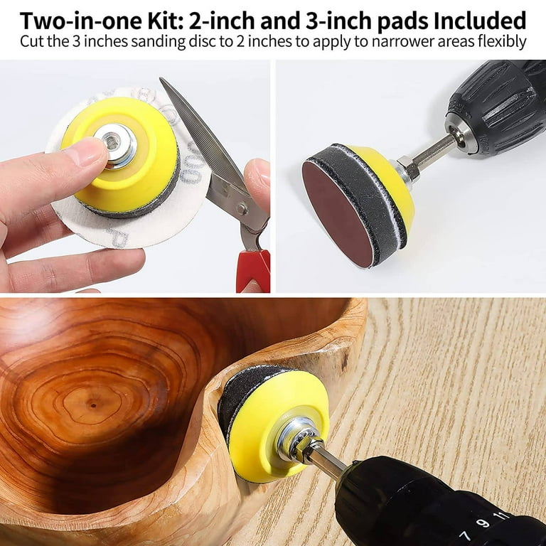 120Pcs 3Inch Sanding Discs with 2 3Inch Backer Pads and Sanding Sponge Sander for Drill Grinder Rotary Tools