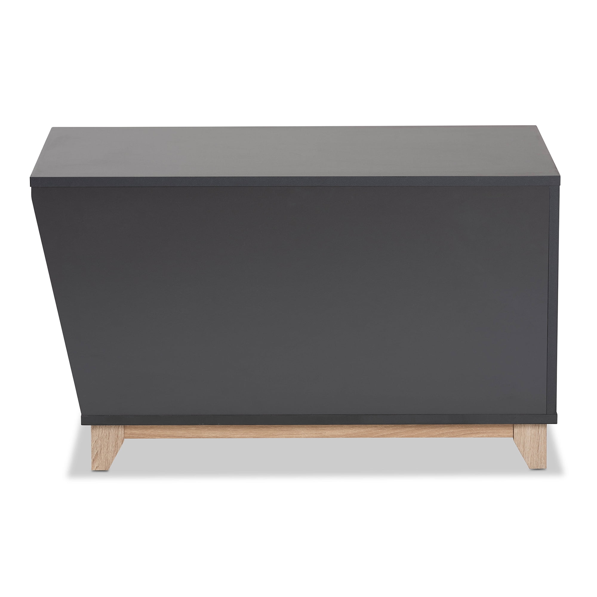 Baxton Studio Eckhart Modern and Contemporary Two-Tone Dark Grey and Oak Finished Wood Cat Litter Box Cover House