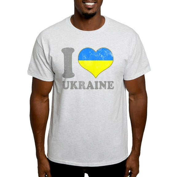 CafePress - I Love Ukraine Native Ukrainian Flag T Shirt - Men's Classic Graphic T-Shirt