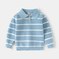 YUSIM Toddler Boys Striped Sweaters- Long Sleeve Casual Warm Pullover Kids Fall Winter Clothes Blue Size 7 T