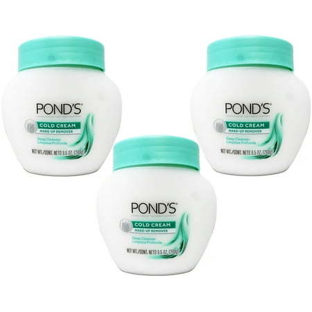 POND'S Cold Cream, Skin Care Facial Cleanser for All Skin Types, Deep Moisturizing Face Wash & Make -Up Remover, 9.5 oz - 3 Pack