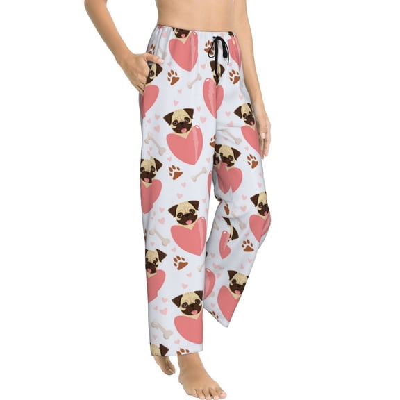 Pajama Pants Women - cartoon Dog heart Soft Breathable Sleep & Lounge Pants for Women, Comfy Casual Pj Pants Bottoms with Pockets