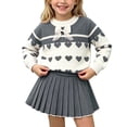 thumbnail image 2 of Agkizg Kids Girls Clothing Set Pullover 2 Piece Outfit Knit Crewneck Top Midi Skirt Casual Set, 2 of 6