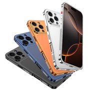 ShellTech For iPhone 15 Pro Max Magnetic Case, Metal Frame Lightweight Non-Slip, Shock-Absorbent, Heat Dissipation Slim Anti-Scratch, Wireless Charging Aluminum alloy Back flim,Orange