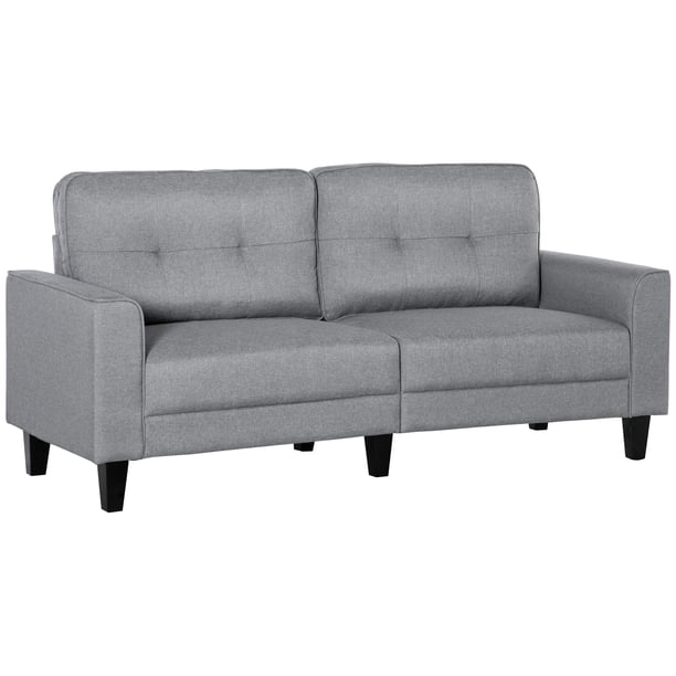 HOMCOM Loveseat Sofa Upholstered Seat Linen Fabric Couch for Living ...