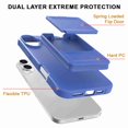 thumbnail image 6 of Dteck Hidden Wallet Cash Slot Case for iPhone 16, Heavy Duty Hard PC + Soft TPU Bumper Protective Rugged Cover with Built-in Mirror, Shockproof Dual Credit Card Holder Slim Case, Blue, 6 of 6