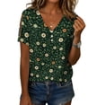 thumbnail image 1 of Blusa Zhyaj de manga corta con cuello en V y estampado floral bohemio para mujer, 1 of 6