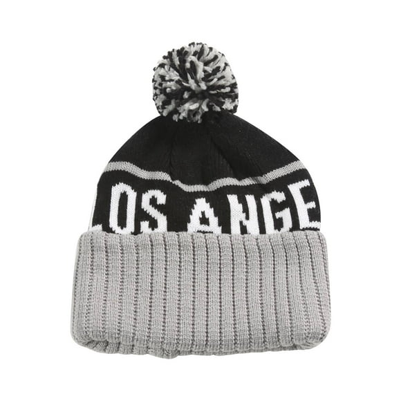 City Caps Bonnet 2 Tons avec Pompons - Los Angeles - Noir/gris