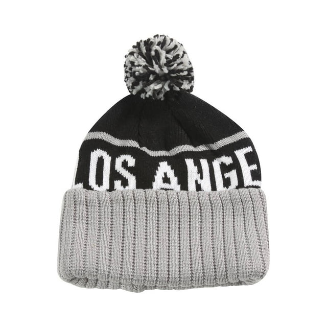 City Caps Bonnet 2 Tons avec Pompons - Los Angeles - Noir/gris