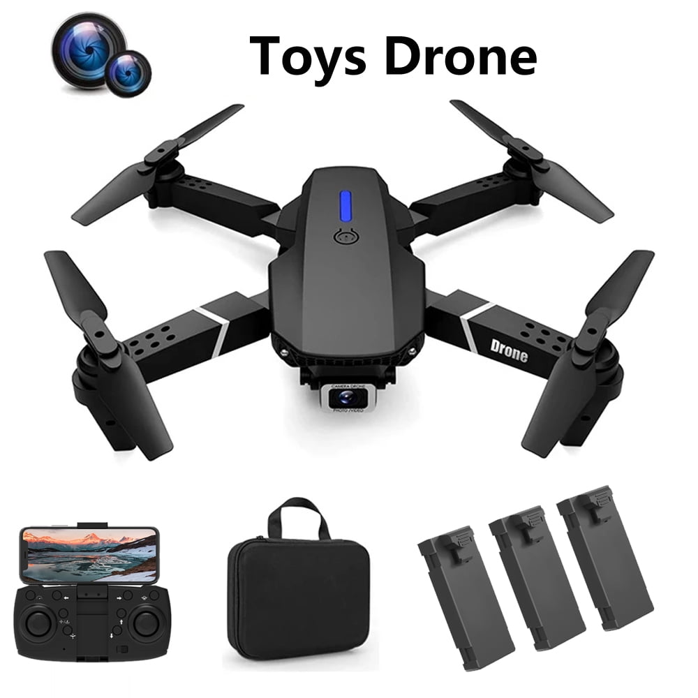 Drone with HD Dual Camera, Foldable FPV Quadcopter,RC Drone for Adults and Childers Toys Gifts, Black,3 Battery