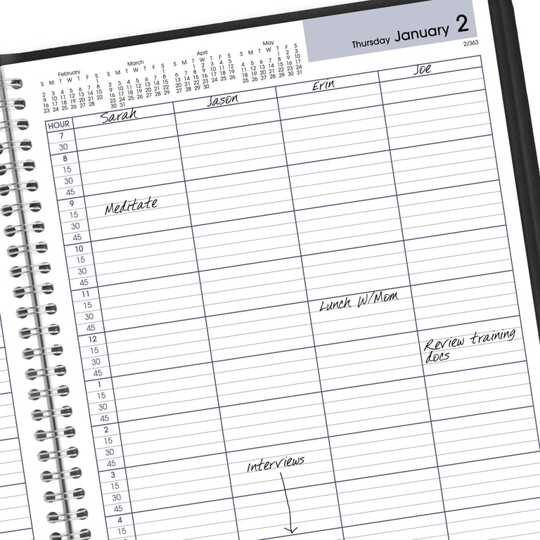 AT-A-GLANCE 2025 Weekly Appointment Book Planner - Large 8.25x11 Inch, Quarter-Hourly, Red Leather Cover