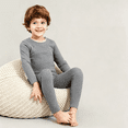 thumbnail image 2 of YOUYEDIAN Base Layer Foy Boys Warm 2 Piece Fleece Lined Thermal Underwear Set Fall Winter Long Sleeve Crewneck Tops Kids Comfy Soft Pants, 2 of 5