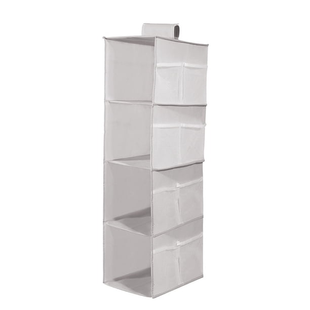 Organizador de ganchos para colgar resistente, diseño plegable que ahorra espacio con material cómodo para guardarropa, armario colgante de tela no tejida de fácil instalación con 4 estantes