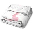 thumbnail image 3 of Cute Easter Bunny Fleece Throw Blanket Soft Pink Gray Rabbit Lightweight Flannel Plush Fuzzy Air Conditioning Blankets for Bed Sofa Couch Livingroom Car Travel 50X60 in, 3 of 6