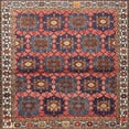 thumbnail image 1 of Ahgly Company Machine Washable Indoor Square Traditional Dark Almond Brown Area Rugs, 5' Square, 1 of 7