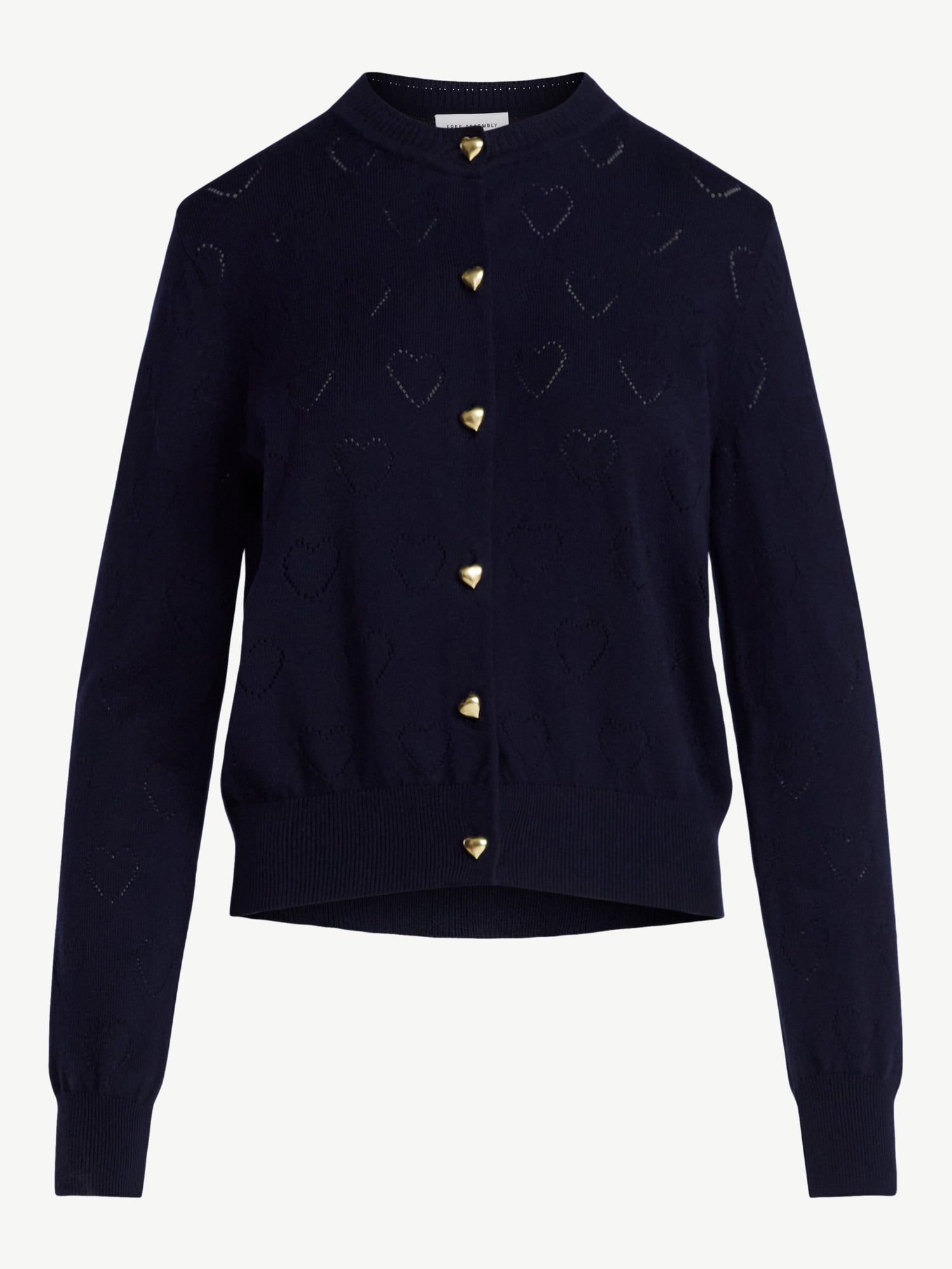 Free Assembly Women's and Women's Plus Heart Cardigan Sweater with Long Sleeves, Lightweight, Sizes XS-4X