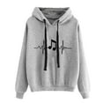 thumbnail image 1 of WZXFASHION Chandail à Capuche pour Femmes, Col Rond, Manches Longues, Imprimé Note Musicale, Couleur Unie, Mode Ample, Soldes Aujourd'hui, Chandail-Over Surdimensionné, 1 of 3