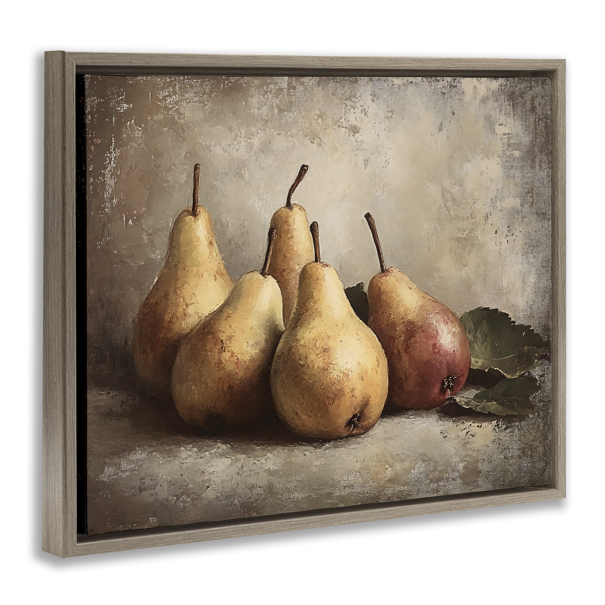 Stupell Industries Neutral Pear Still Life Brown Framed Floater Canvas Wall Art, design by Franklyn Gregory