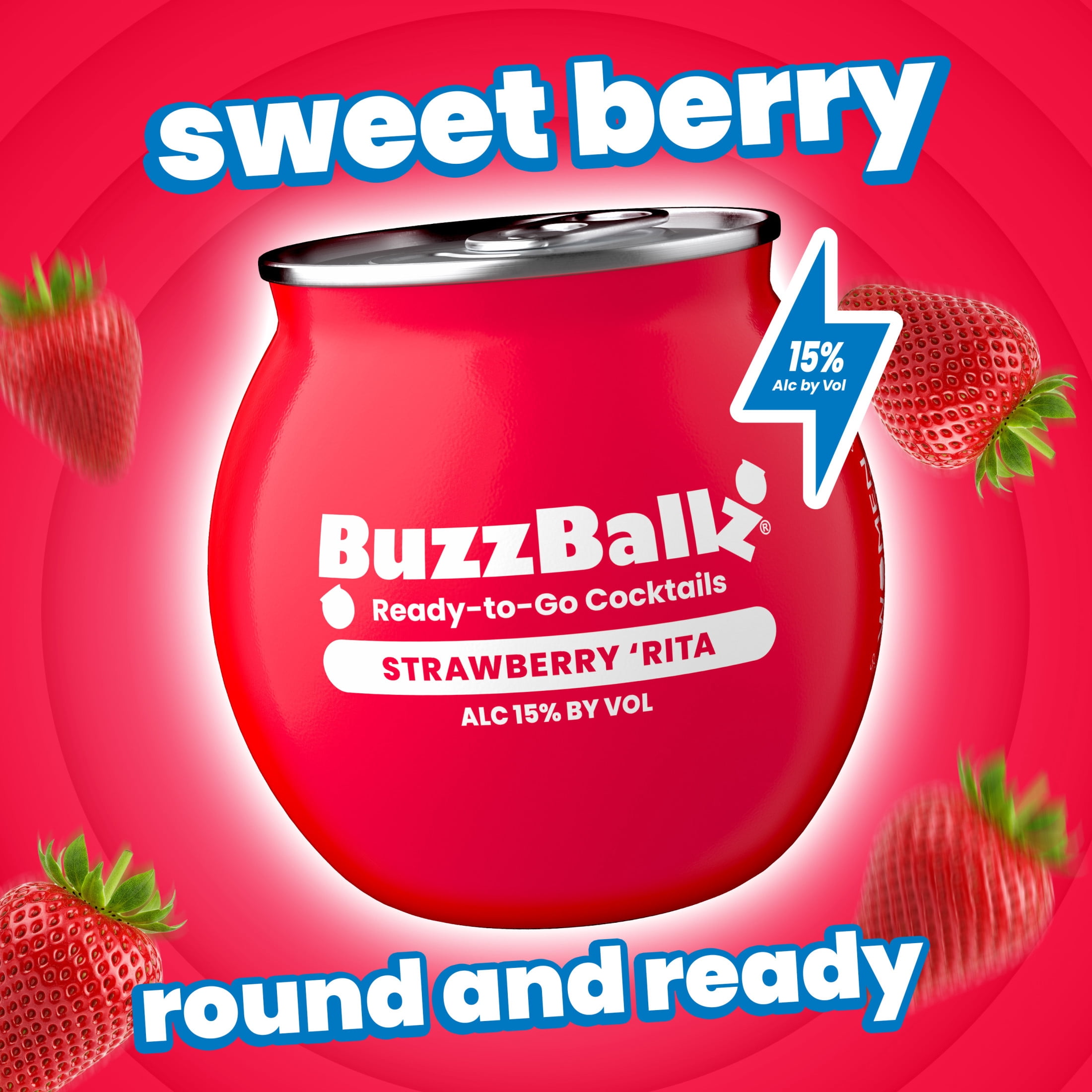 BuzzBallz Chillers Strawberry 'Rita, 187 mL Can, ABV 15%