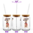 thumbnail image 2 of Happy Thanksgiving Chinese Shar-Pei with Turkey Pumpkins Autumn Vibes 16oz Glass Cup Mug Dog Lover Glass Can with Bamboo Lid and Straw - 12018, 2 of 5