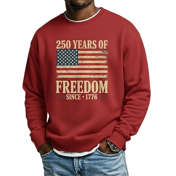 250 Years America Anniversary 250th Independence Day Vintage American Flag Print Sweatshirt