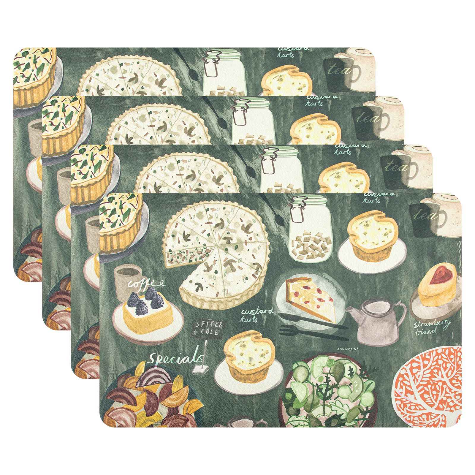 RAY STAR Placemats Set of 4, Vinyl Washable Wipeable Place Mats-12inx18in, Heat Resistant Waterproof Place Mat