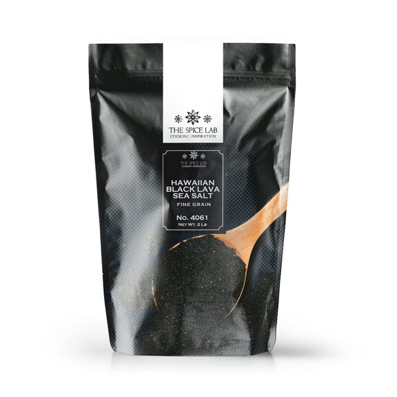 The Spice Lab Black Salt - Real Hawaiian Black Lava Salt - Fine 2 Pounds - OU Kosher Gluten-Free Non-GMO Gourmet Salt - Authentic Hawaiian Black Salt - Excellent Halloween Margarita Salt - No. 4061
