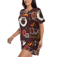 thumbnail image 2 of Bixox Women's A Cup Of Black Coffee On A Saucer Printed Pajama Set 2 Piece Lounge Set Top and Shorts Soft Pajamas, Shorts with Pockets, 2 of 7