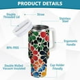 thumbnail image 2 of Yayeee 30oz Double-Wall Insulated Stainless Steel Tumbler with Handle Bottle, Dark Floral, 2 of 8